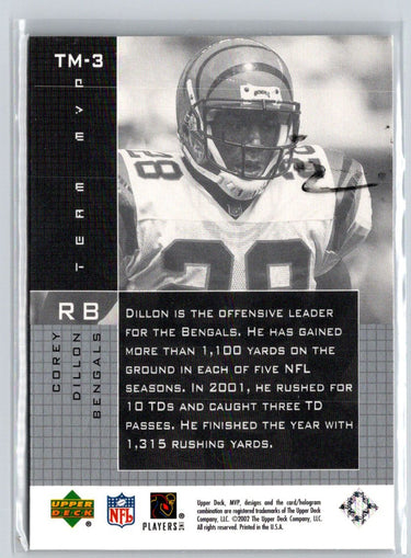 2002 Upper Deck MVP #TM-3 Corey Dillon Team MVP Q13