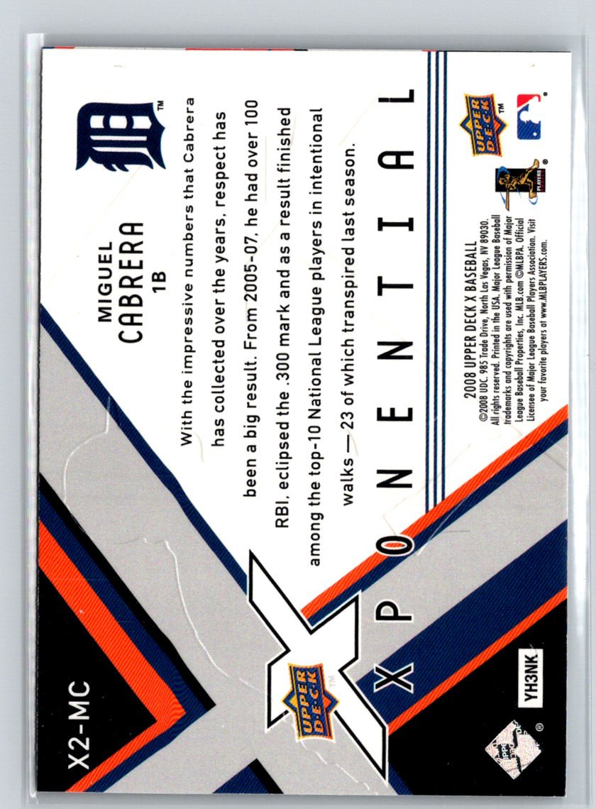 2008 Upper Deck X #X2-MC Miguel Cabrera Xponential 2 Q14