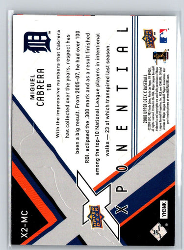 2008 Upper Deck X #X2-MC Miguel Cabrera Xponential 2 Q14