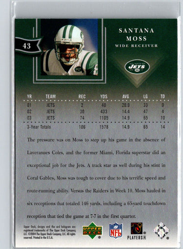 2004 UD Diamond Collection All-Star Lineup #43 Santana Moss Silver-Honors Q15