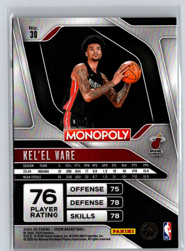 2024-25 Panini Prizm Monopoly #30 Kel'el Ware Q15