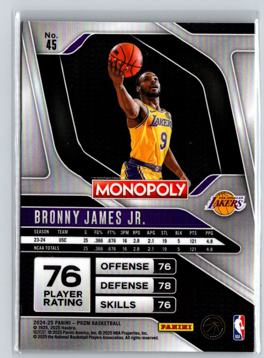 2024-25 Panini Prizm Monopoly #45 Bronny James Q17