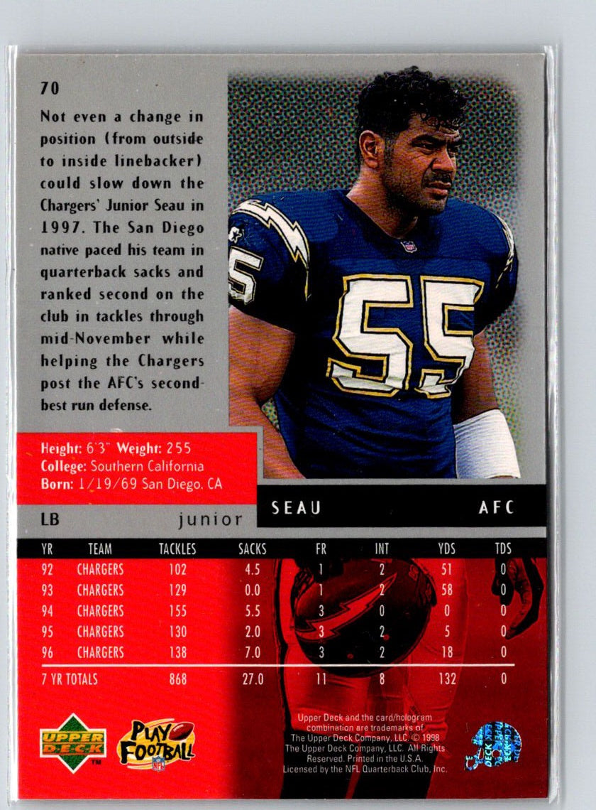 1998 Upper Deck Black Diamond #70 Junior Seau Double Q18