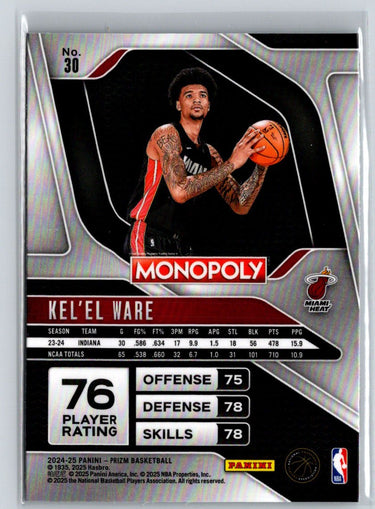 2024-25 Panini Prizm Monopoly #30 Kel'el Ware Q18
