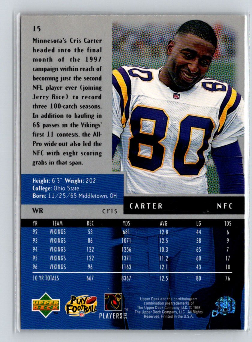 1998 Upper Deck Black Diamond #15 Cris Carter Double Q19