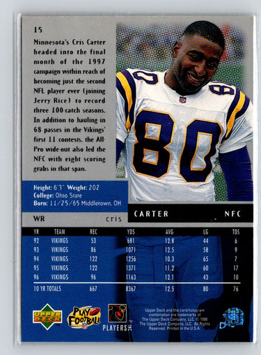 1998 Upper Deck Black Diamond #15 Cris Carter Double Q19
