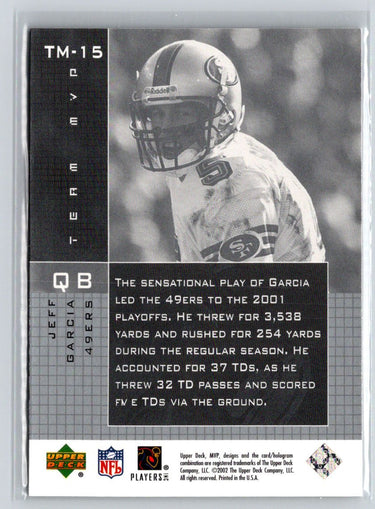 2002 Upper Deck MVP #TM-15 Jeff Garcia Team MVP Q19