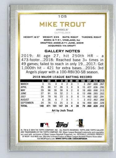 2019 Topps Gallery #105 Mike Trout Q19
