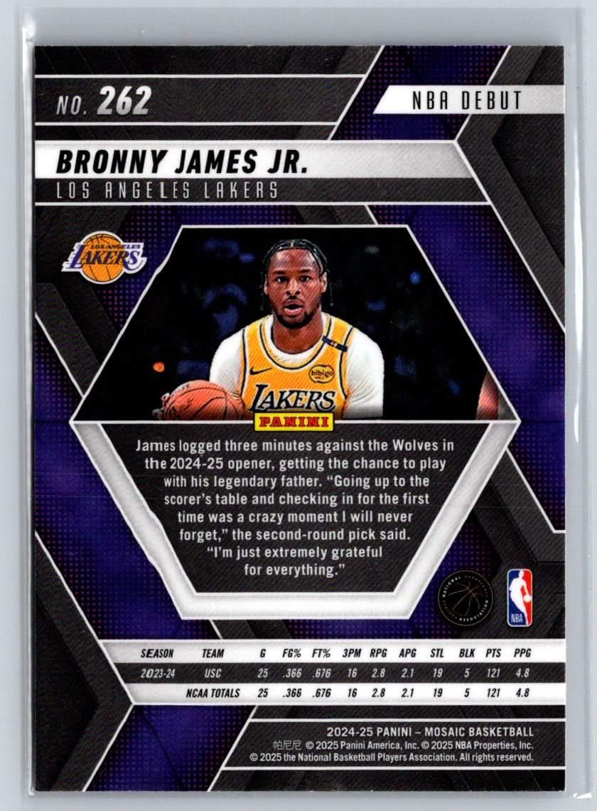 2024-25 Panini Mosaic #262 Bronny James Jr. Q19