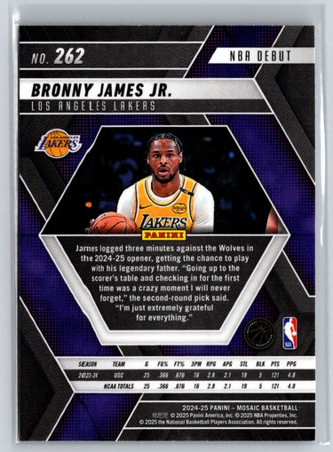2024-25 Panini Mosaic #262 Bronny James Jr. Q19