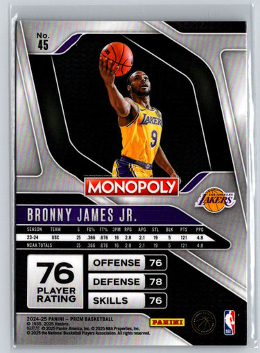 2024-25 Panini Prizm Monopoly #45 Bronny James Q20