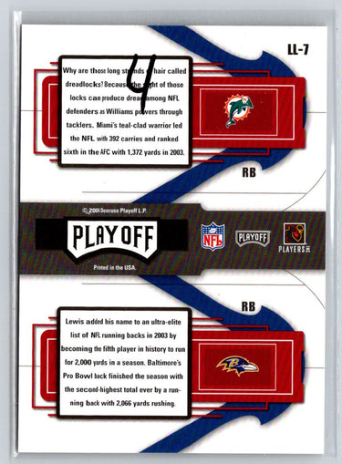2004 Playoff Prestige #LL-7 Rickey Williams / Jamal Lewis League Leaders Q21