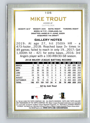 2019 Topps Gallery #105 Mike Trout Q22