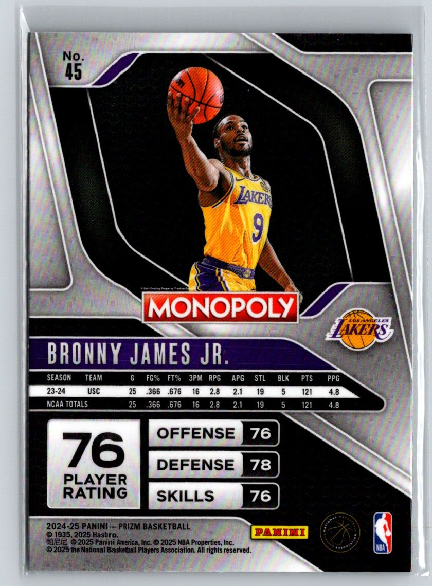 2024-25 Panini Prizm Monopoly #45 Bronny James Q23