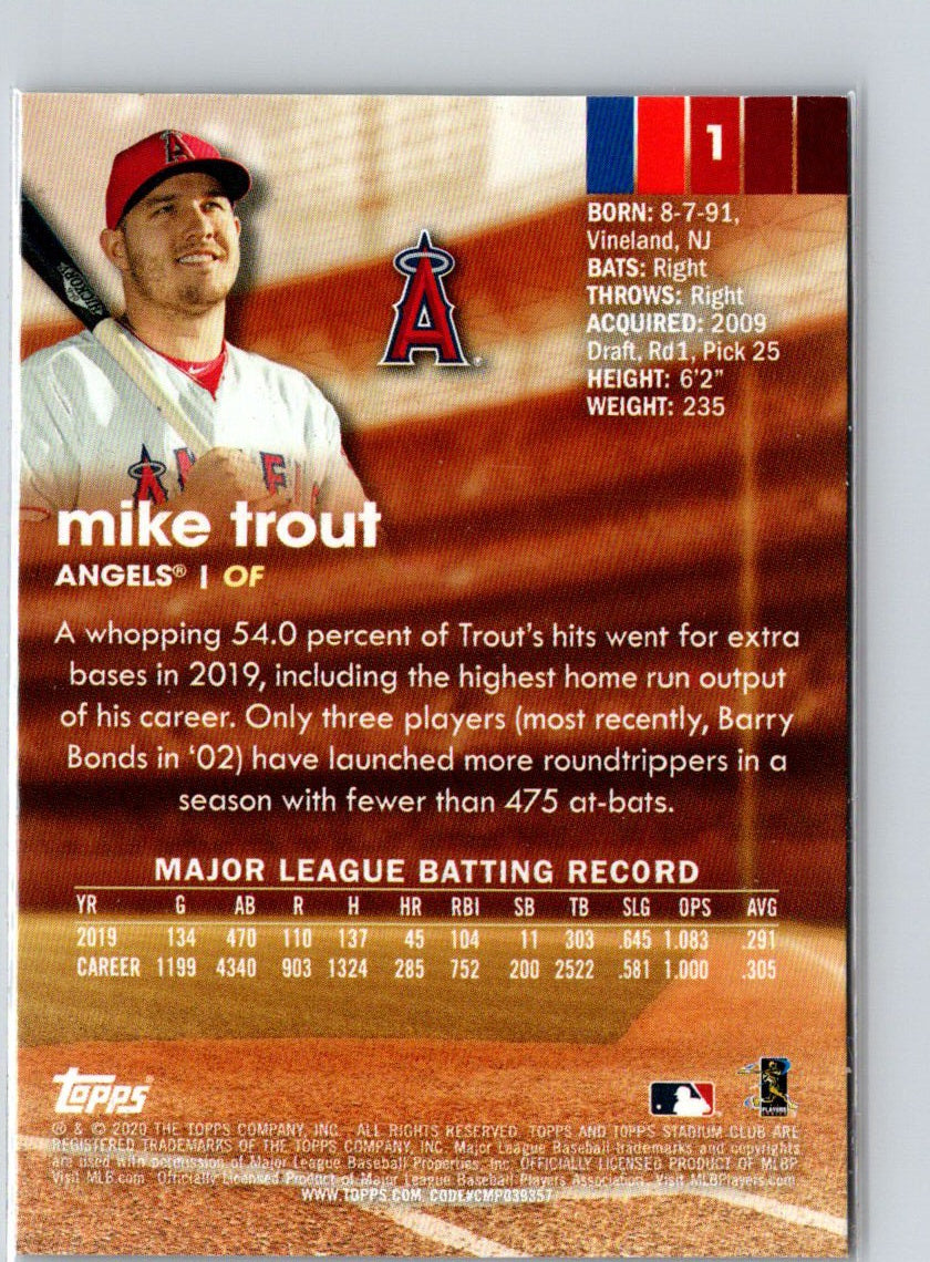 2020 Stadium Club #1 Mike Trout Q24