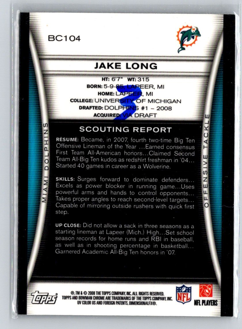 2008 Bowman Chrome #BC104 Jake Long Q24