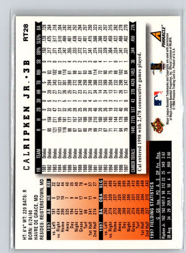 1998 Score Rookie & Traded #RT28 Cal Ripken Jr. Q26