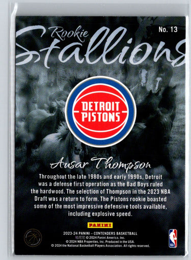 2023-24 Panini Contenders #13 Ausar Thompson Rookie Stallions Q27