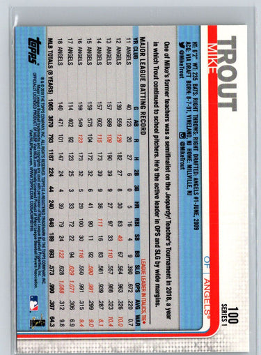2019 Topps #100 Mike Trout Q27