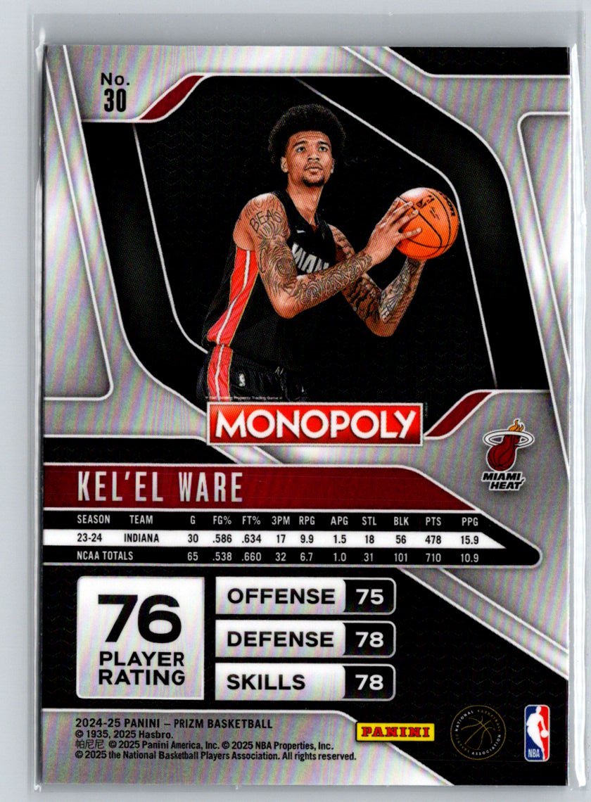 2024-25 Panini Prizm Monopoly #30 Kel'el Ware Q28