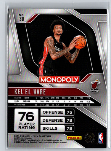 2024-25 Panini Prizm Monopoly #30 Kel'el Ware Q28