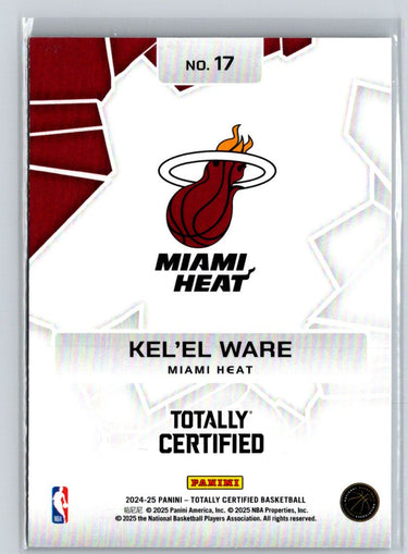 2024-25 Panini Totally Certified #17 Kel'el Ware Rock the Rim Q29