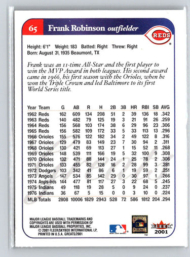 2001 Fleer Greats of the Game #65 Frank Robinson Q30
