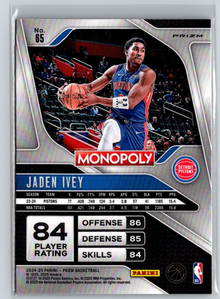 2024-25 Panini Prizm Monopoly #65 Jaden Ivey Red Prizms Q30