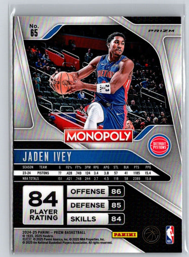 2024-25 Panini Prizm Monopoly #65 Jaden Ivey Red Prizms Q30