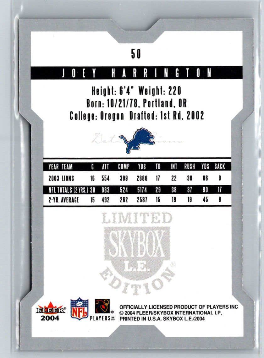 2004 SkyBox LE #50 Joey Harrington Q30