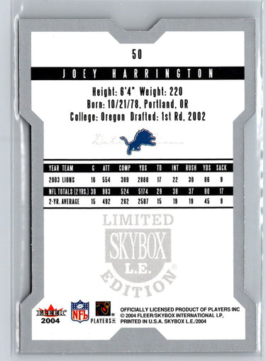 2004 SkyBox LE #50 Joey Harrington Q30