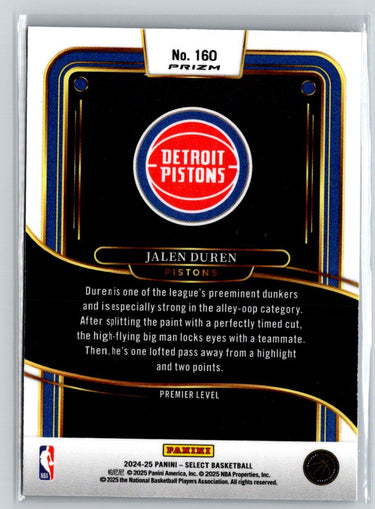 2024-25 Panini Select #160 Jalen Duren Tri-Color Prizm Q31
