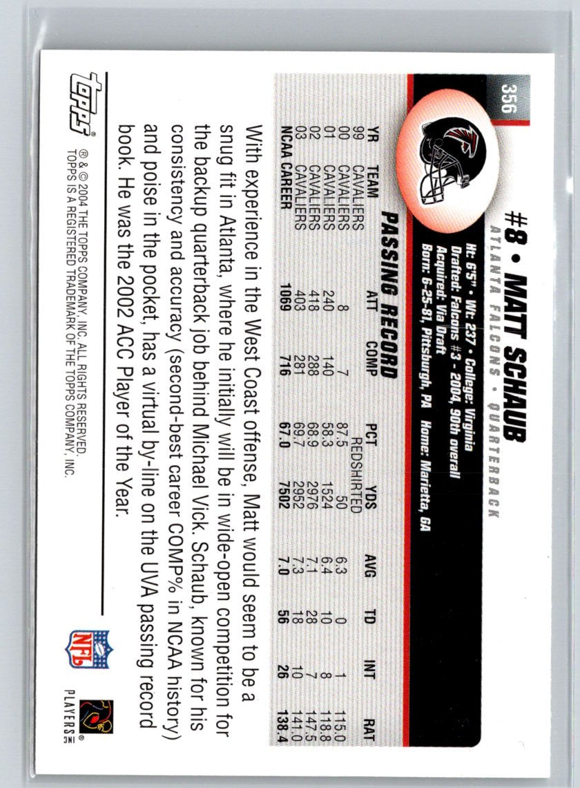 2004 Topps #356 Matt Schaub Q31