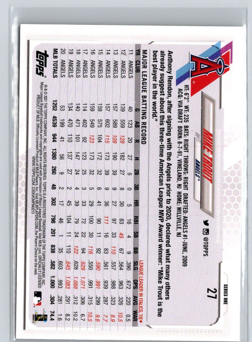 2021 Topps #27a Mike Trout Q31
