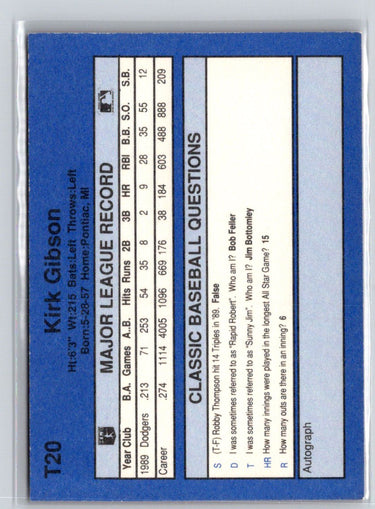 1990 Classic Update #T20 Kirk Gibson Q32