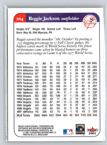 2001 Fleer Greats of the Game #104 Reggie Jackson Q32