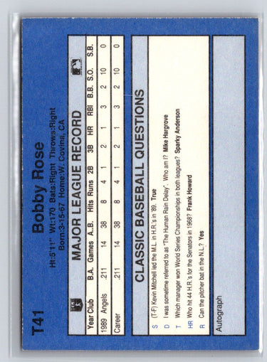 1990 Classic Update #T41 Bobby Rose Q33