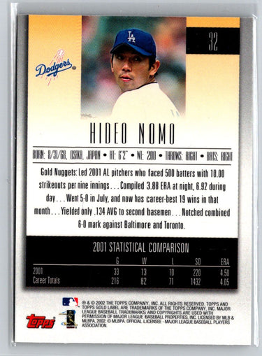 2002 Topps Gold Label #32 Hideo Nomo Q33