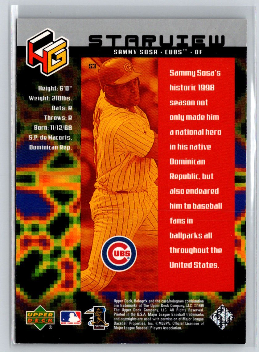 1999 Upper Deck HoloGrFX #S3 Sammy Sosa StarView Q33