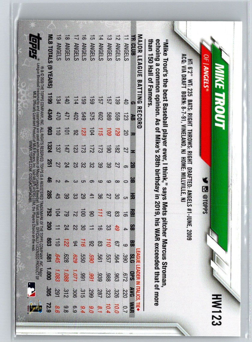 2020 Topps Holiday #HW123 Mike Trout Metallic Q33