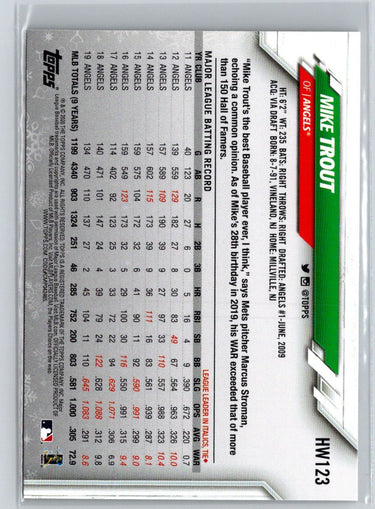 2020 Topps Holiday #HW123 Mike Trout Metallic Q33