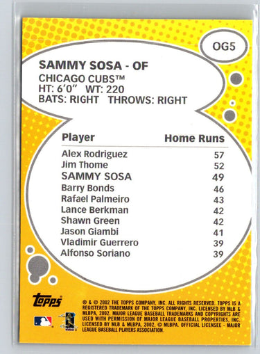 2003 Topps #OG5 Sammy Sosa Own the Game Q34