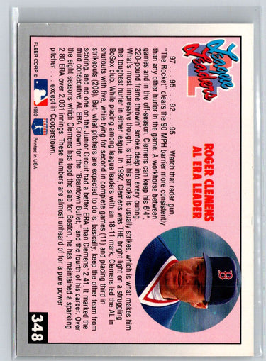 1993 Fleer #348 Roger Clemens Q35