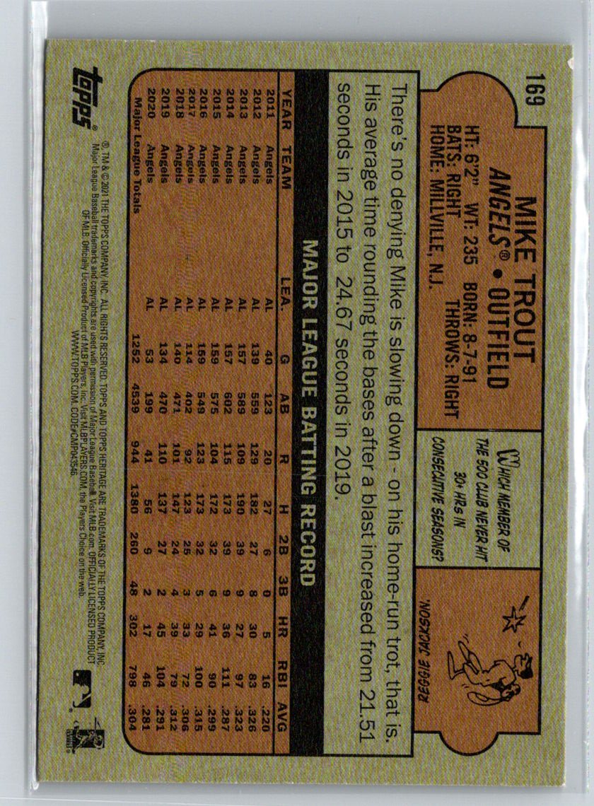 2021 Topps Heritage #169 Mike Trout Q37