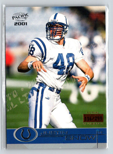 2001 Pacific #187 Justin Snow Retail LTD #/299 Q39