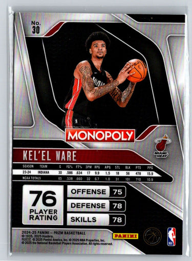 2024-25 Panini Prizm Monopoly #30 Kel'el Ware Q39