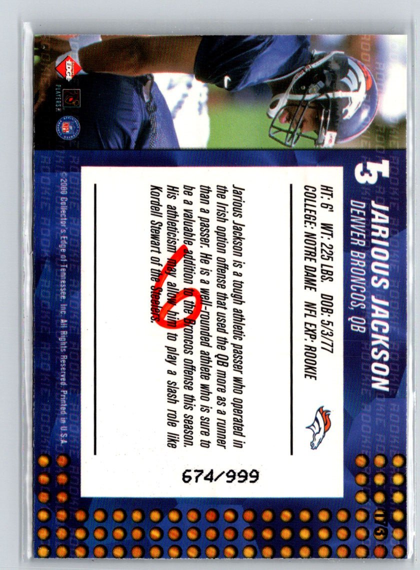 2000 Collector's Edge T3 #173 Jarious Jackson #/999 Q40