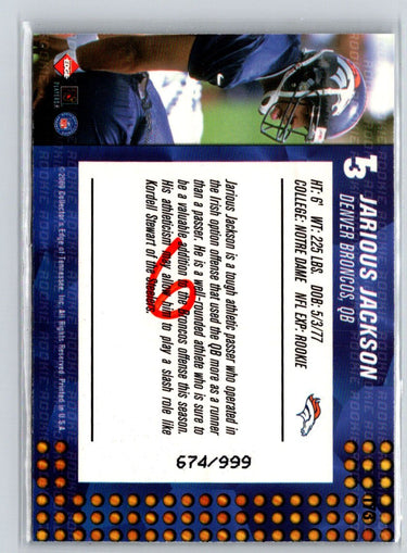 2000 Collector's Edge T3 #173 Jarious Jackson #/999 Q40
