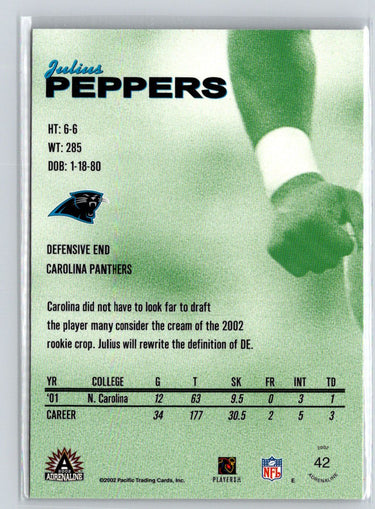 2002 Pacific Adrenaline #42 Julius Peppers Q40