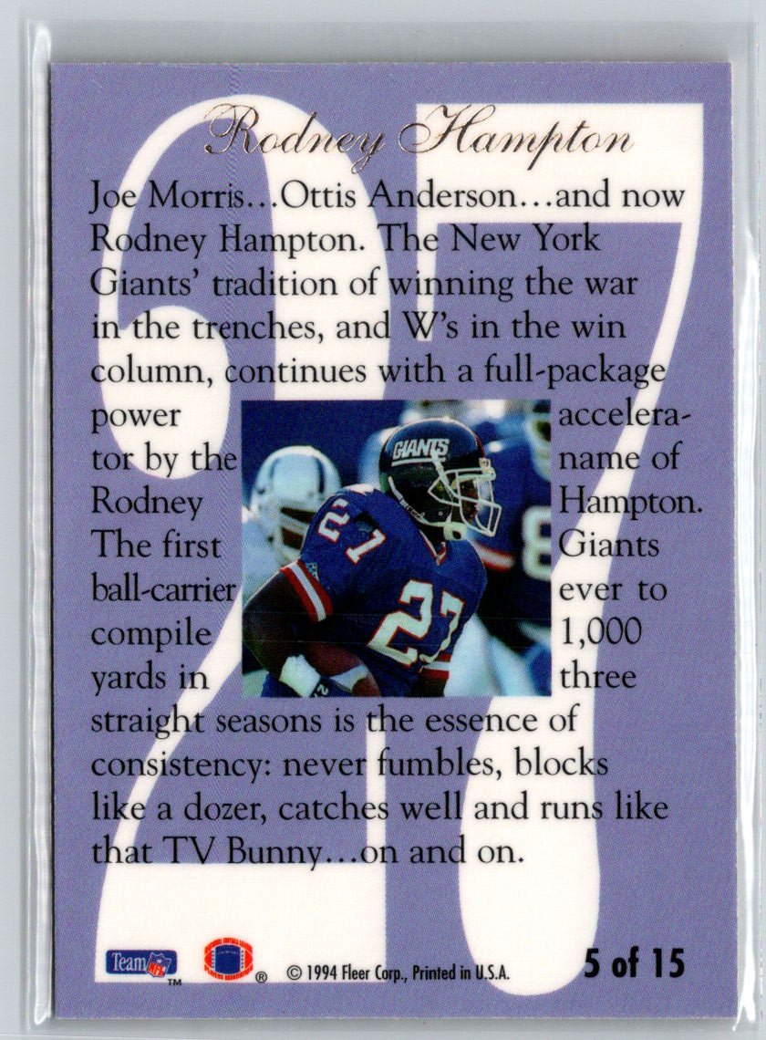 1994 Ultra #5 Rodney Hampton Flair Hot Numbers Q40